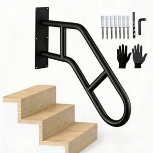 Handrails for Outdoor Steps,Stair Railing Indoor 1-3 Step，Hand Rails for Elderly, Porch Railing & Deck Hand Rail Wall Mount Stair Hand Grab Bars, U-Shape Safety Handle for Garage, Porch, Garden