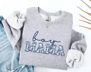 Boy Mama Sweatshirt, Toile Boy Mama Sweater, New Mom Pregnancy Announcement, Gender Reveal Crewneck, Baby Announcement Shirt, Baby Shower Gift Casual - LORA ATCHER