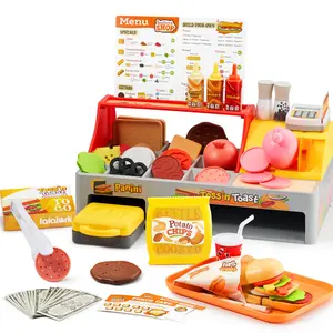 Play Kitchen Food Toy - 40 PCS Toss ‘n Toast Sandwich Making Set with Magic Slicer, Menu Guide and Panini Toy - Interactive Order & Takeout & Checkout Fun for Girls Boys Toddlers Kids Outdoor Play