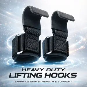 Lifting Hooks Wrist Straps 1000LB Capacity Anti Slip Grip for Deadlifts Powerlifting CrossFit Strength Training Gym Weightlifting Gear with Non-Slip Secure Coated Grip and Thick Soft Wrist Padding