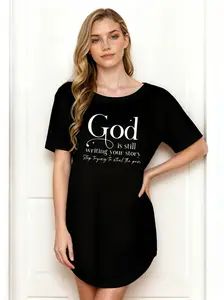 Women's Casual Summer Dress - "God Is Still Writing Your Story" Print, Loose Breathable Fabric, Comfortable Wear-Resistant Wrinkle-Resistant Commuter Wear