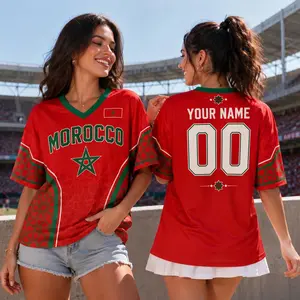 Custom Morocco Soccer Jersey, Croptop Jersey, Personalized Name Number Football Crop Tee, Women Game Day Fan Shirt, Morocco Sports Top