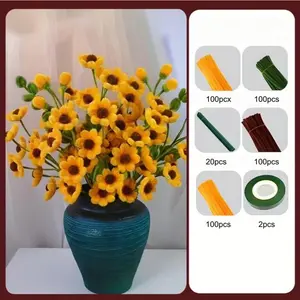 422 Piece Multi-Color Daisy Craft Kit, DIY Flower Bouquets, Wedding Party Decor, Bright Colors, Graduation Gift Set, DIY Fake Flowers