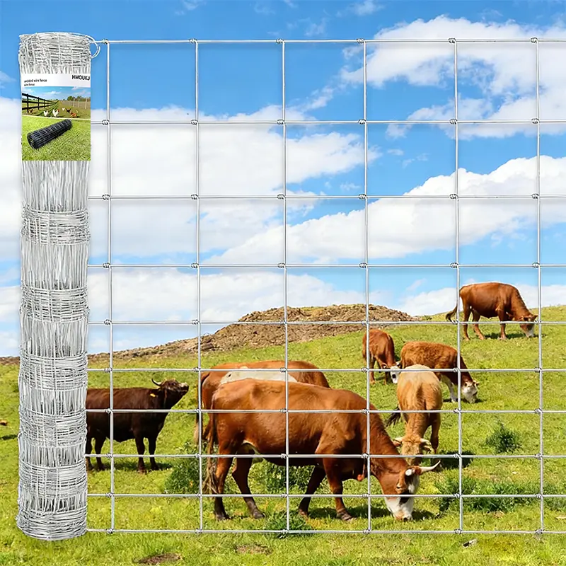 Cattle Farm Fence, 5ftx164ft Galvanized Wire Fencing 16GA Heavy Zinc Coating Wire Fencing, for Goat Deer Yard Livestock Animals Protection (5ftx164f(16GA))