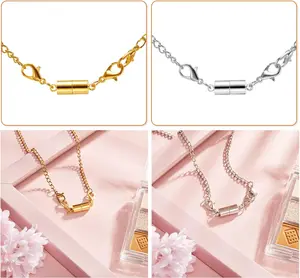 12 Pack Magnetic Necklace Clasps & Closures, Gold and Silver Plated with strong magnet function, practical jewelry extender, perfect for handmade necklaces, bracelets and other jewelry crafts.