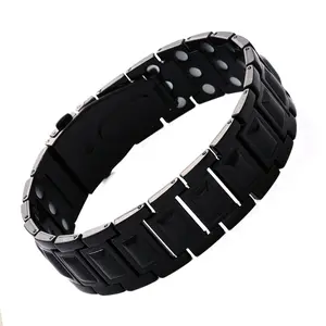Karma Charms Men & Women Daily Commute 3X Magnetic Bracelets for Men, Mens Bracelet Stainless Steel with Strenth Neodymium Magnets & Sizing Tool(Black) Wearable