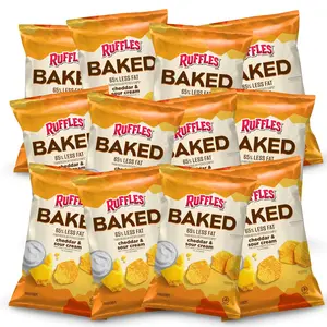 Baked Ruffles Cheddar & Sour Cream Potato Chip Crisps, .8 Oz Bag | Pack of 15