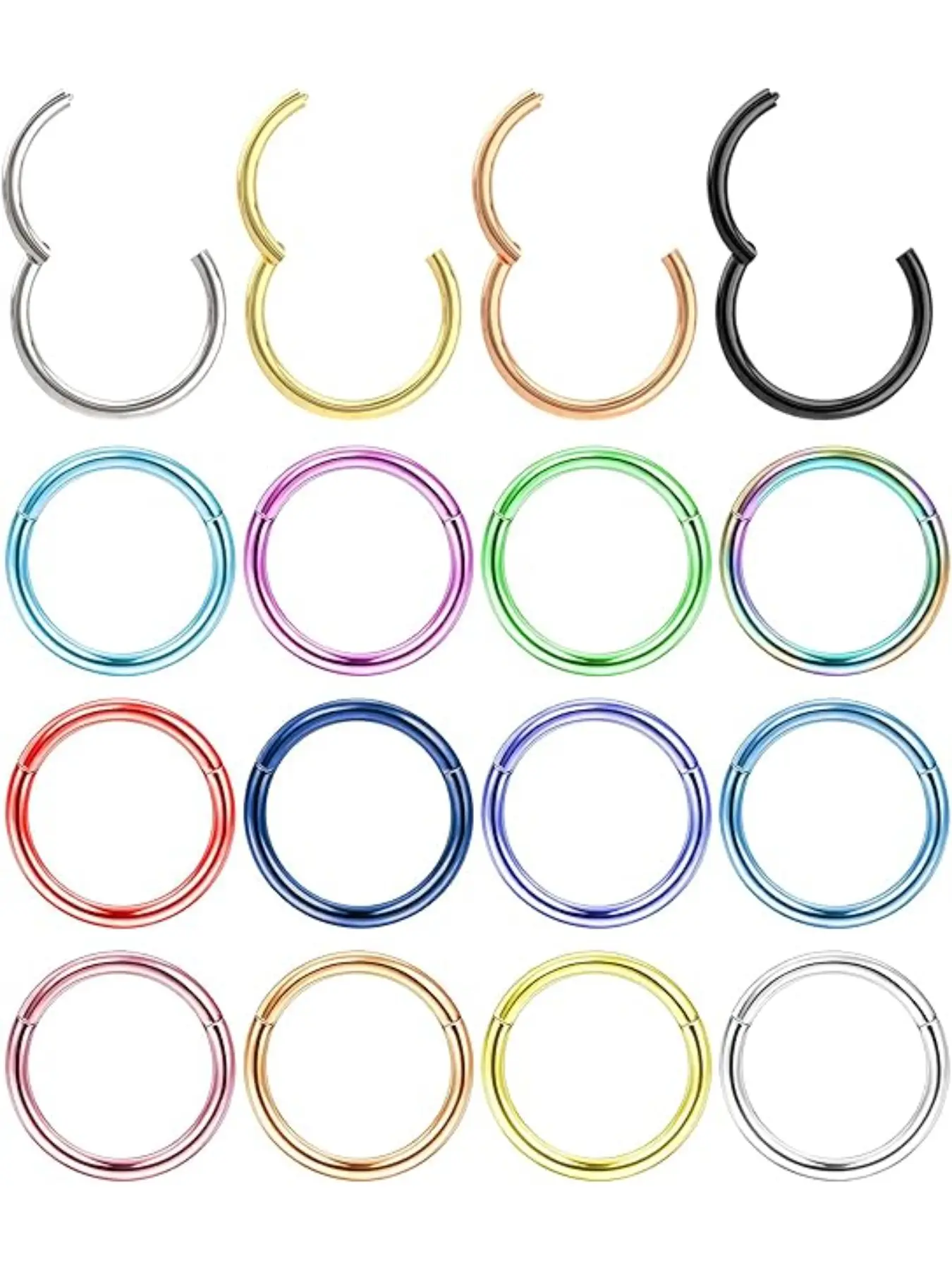 Nose Rings Hoop Nose Ring Hoops Nose Clicker Ring Body Piercing Jewelry Septum Jewelry 16G 18G Nose Hoop Lip Rings Nose Helix Pierced Ring Cartilage Rook Earrings Nostril Piercing Jewelry Hypoallergenic Nose Rings Set