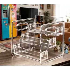 Large-capacity cosmetic display rack with a layered design that can store cosmetics, etc. It is an essential cosmetic storage tool for bathrooms and bedrooms. Transparent makeup rack, cosmetic display rack, transparent shelf,