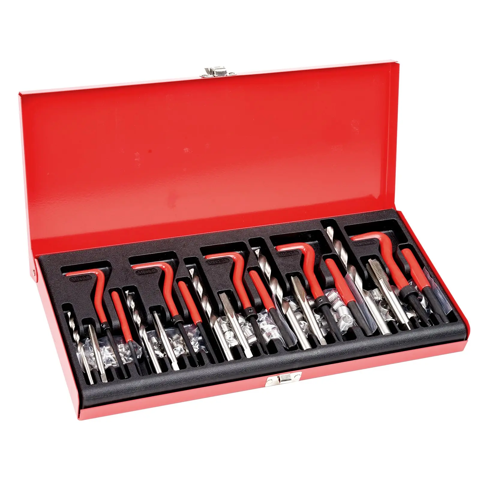 【Summerfinds】VEVOR Helicoil Thread Repair Kit, 166-Piece Metric HSS Drill Helicoil Repair Kit, M5 M6 M8 M10 M12 Heli Coil Rethreading Tool Kit with HSS Drill Bits Thread Inserts Taps Breakoff Installation Tools
