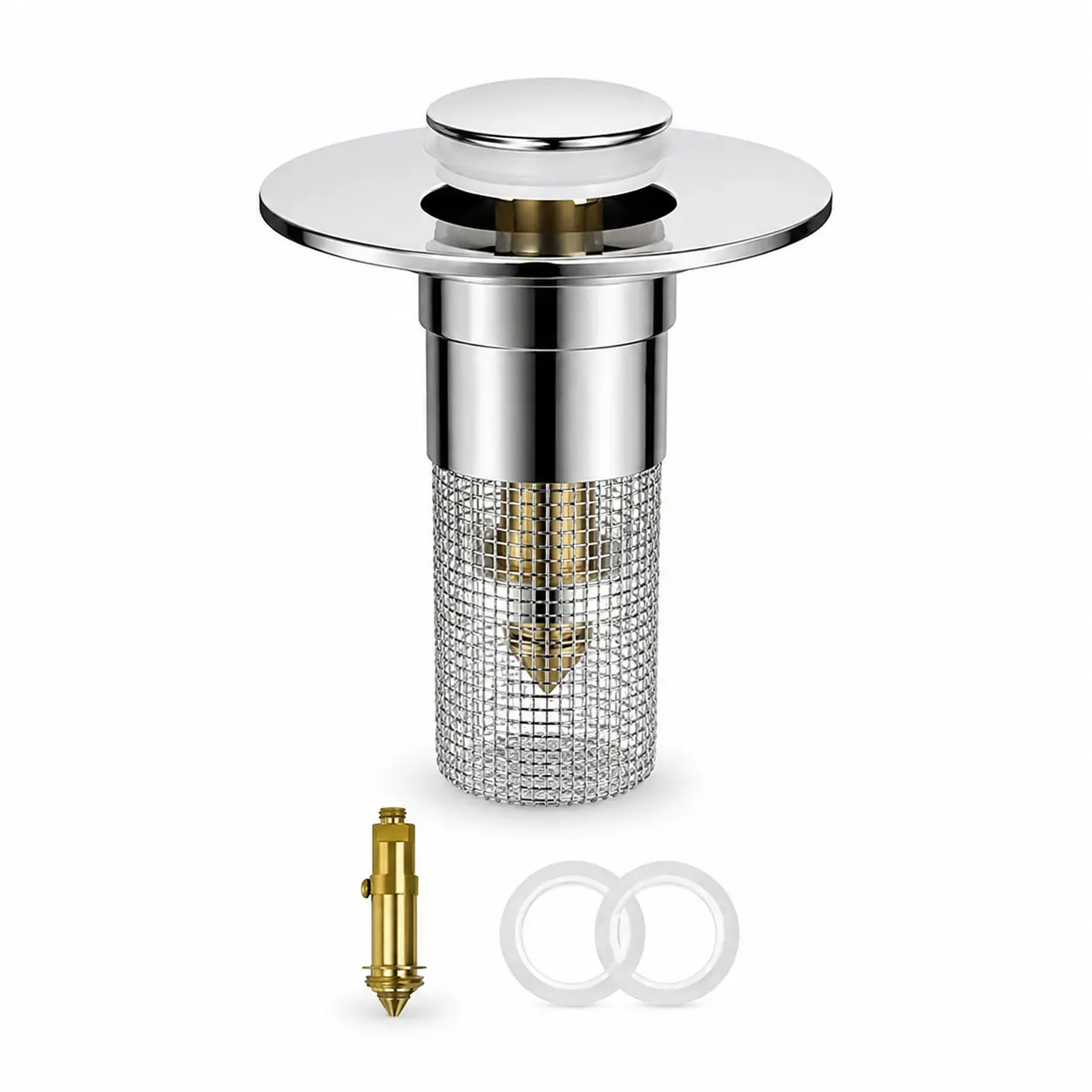 【DealsForYouDays】Brass Pop-Up Bathroom Sink Stopper, Universal Sink Drain Plug with Bounce Core, Anti-Clog Drain Cover for Bathroom Basin, Vanity and Wash Sink