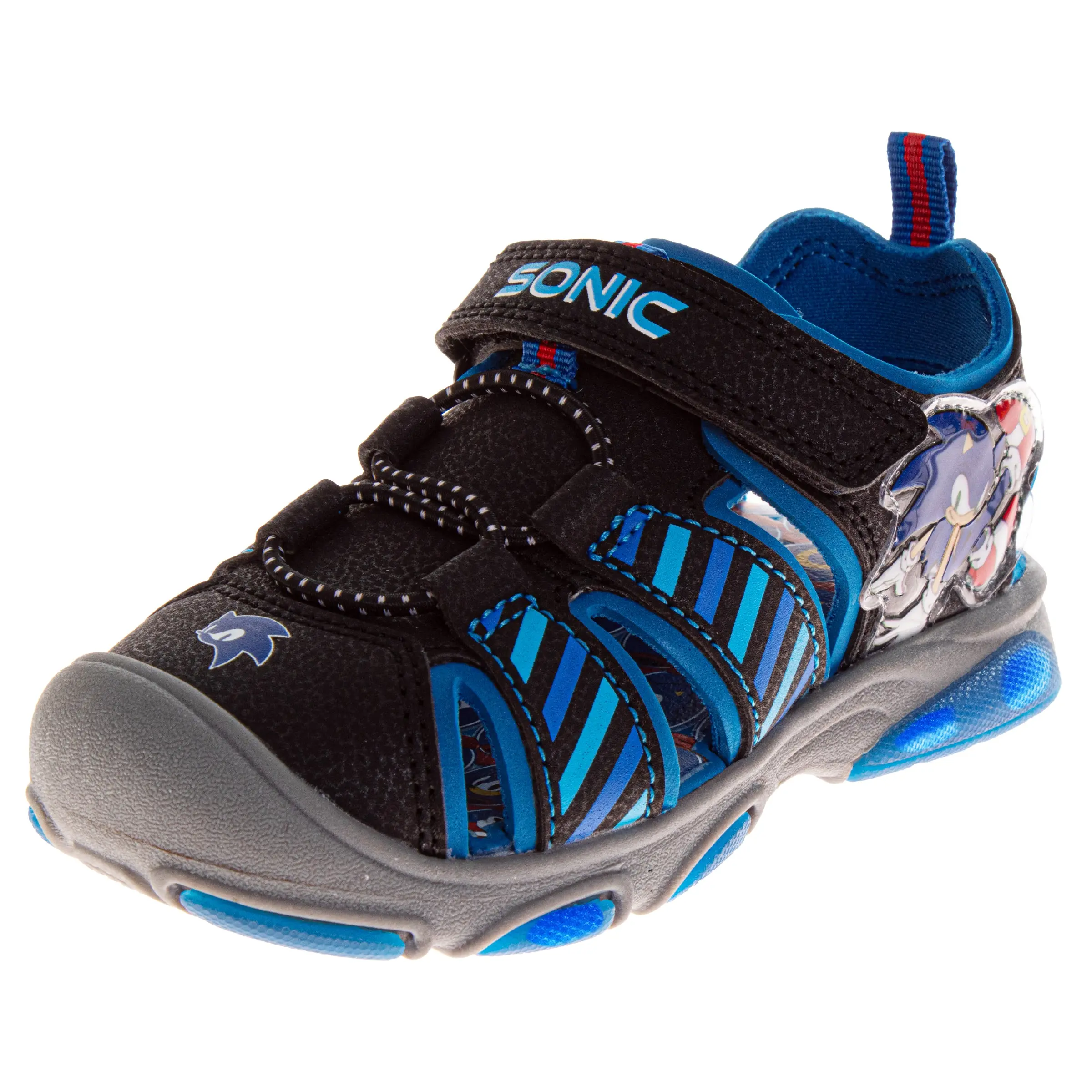 JOSMO KIDS Toddler Boys' Sonic & Tails Synthetic Sport Sandals - Closed Toe, Hook-and-Loop Closure, Slip-Resistant, Fashionable, Sandals for Toddlers, Ideal for Outdoor Play, Sports Sandals