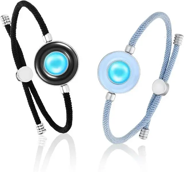 Totwoo Candy Original Long-Distance Touch Smart Bracelets - Unisex Soft Silicone Matching Pairs, Casual Trendy Jewelry, Heart-Shaped Stainless Steel Magic Smart Jewelry, Couple Love Connection Daily Gift