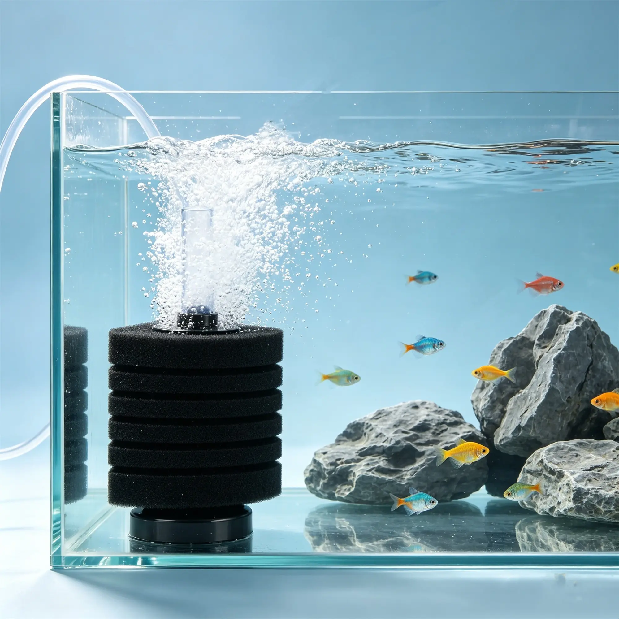 Fish Tank Corner Filter, Aeration Biochemical Filtration, Quiet Oxygen Booster, Small Aquarium Sponge Filter, Silent Bacterial Cultivation, Fish Tank Filters, Aquarium Accessories, Aquarium Supplies
