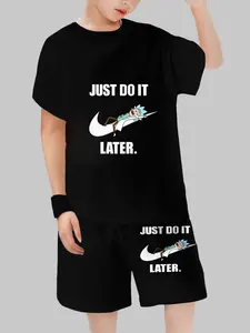 Rick and Morty Boys' Summer Set, Fun, Fandom, Short Sleeve Shorts, Casual Fitted Suit, All over Print, Regular Length, No Ca Prop 65