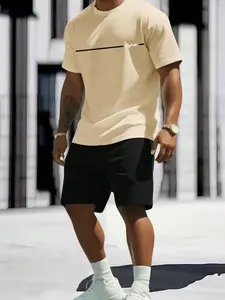Men's Clothing - Standard Sizes, Best-selling men's short-sleeve and shorts casual sets, made from comfortable, breathable fabric, perfect for outdoor activities Outfit