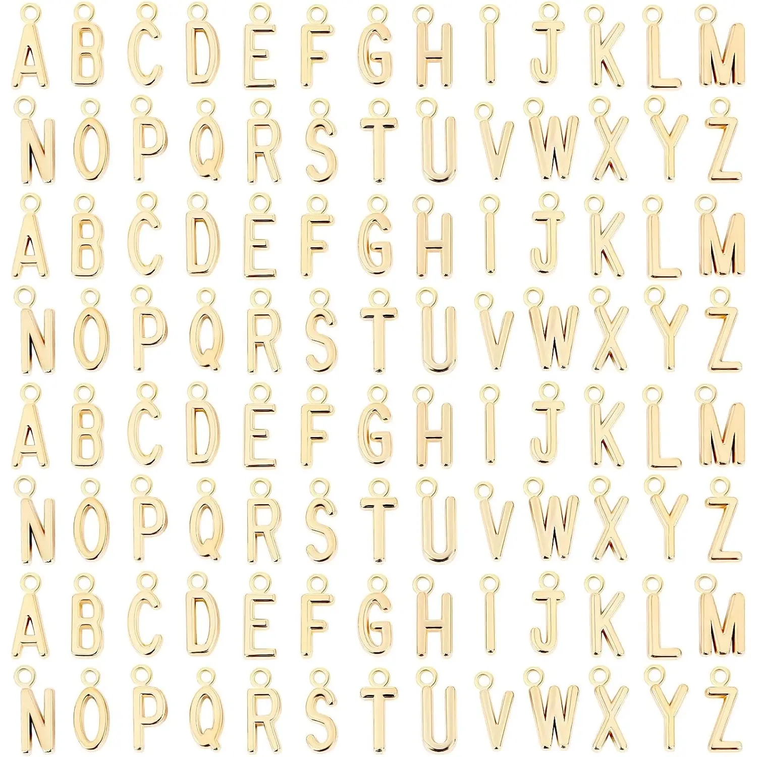 156Pcs/6 Sets Letter Charms Alphabet ABC Letter Charms Capital A-Z Charms DIY Bracelets Necklaces Charms with 200Pcs Open Jump Rings for Jewelry Making, KC Gold