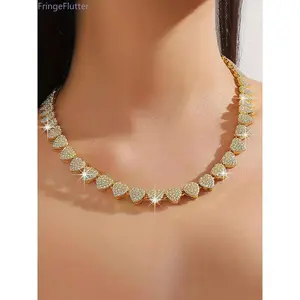 Rhinestone Heart Decor Pendant Necklace for Women & Girls, Fashion Jewelry for Party, Daily Clothing Decor, Trendy All-match & Exquisite Jewelry for Birthday Gift, Valentine's Day, Gift, Love Heart Necklace