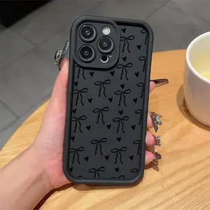 Bow Pattern Case for iPhone 17 Pro Max 16 16e 15 14 Plus 13 12 Mini 11 Air X XS Pattern Soft TPU Rubber Camera Protection Rugged Mobile Phone Cover Valentine's Day  Gift 2D printing