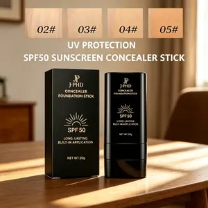 2-in-1 Blendable Concealer & Foundation Stick with SPF50, Lightweight Makeup, Buildable Coverage, Sun Protection, Sweat-Resistant Long-Lasting Formula, Built-In Brush, Travel-Friendly, Daily Use, Multiple Shades, Double-Layer Matte Air Cushion BB Cream