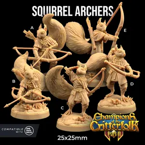 Squirrel Archer Ranger Chipmunk Cute Critter| The Dragon Trappers Lodge | 32mm Scale | Miniature TTRPG Mini DnD Dungeons and Dragons Wargame