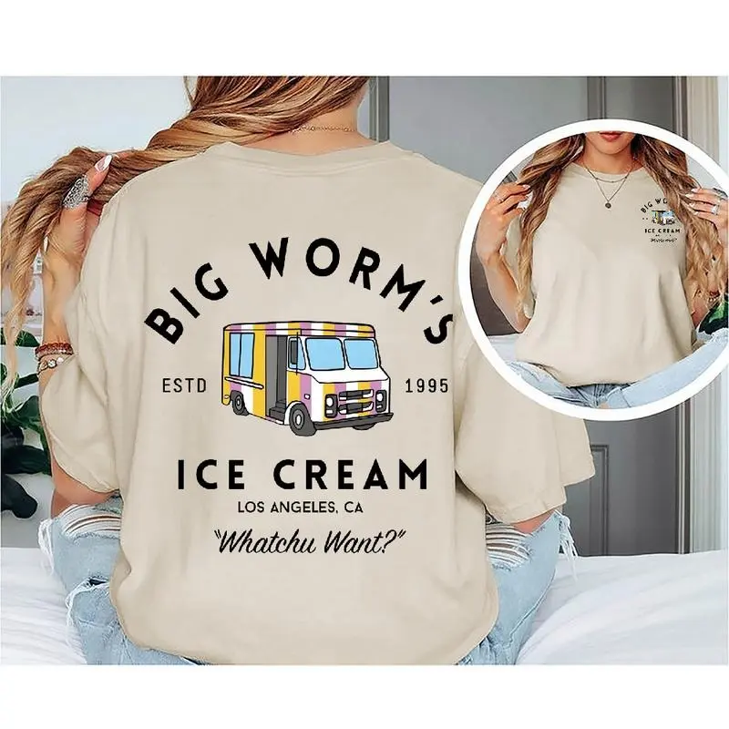 Women's Printed Fitted Big Worm Graphic T-Shirt - Vintage 'Friday' Movie-Inspired Cotton Casual Top