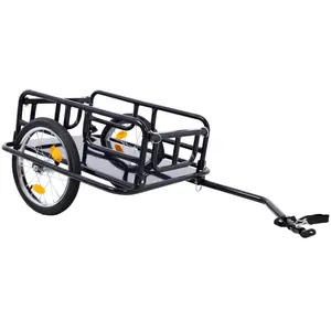Foldable Bike Cargo Trailer with Universal Bike Hitch, Bicycle Wagon Trailer with 16" Wheels & Reflectors, Large Loading Bike Trailer Storage Cart