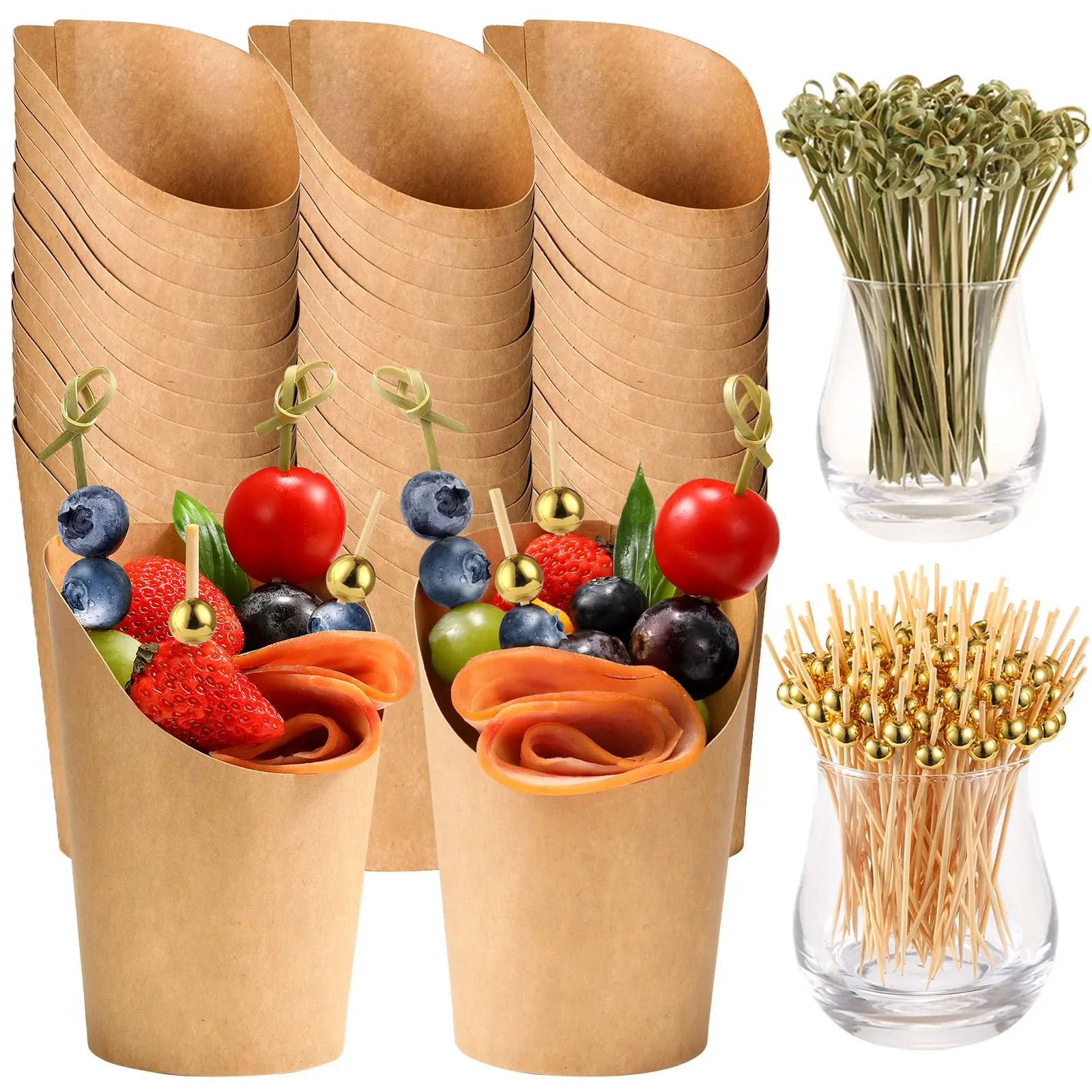 Disposable Snack Cup with Stick, Paper Snack Cup with Stick, Disposable Tableware for Party, Festive & Party Supplies, Disposable Cups, Cups Pack