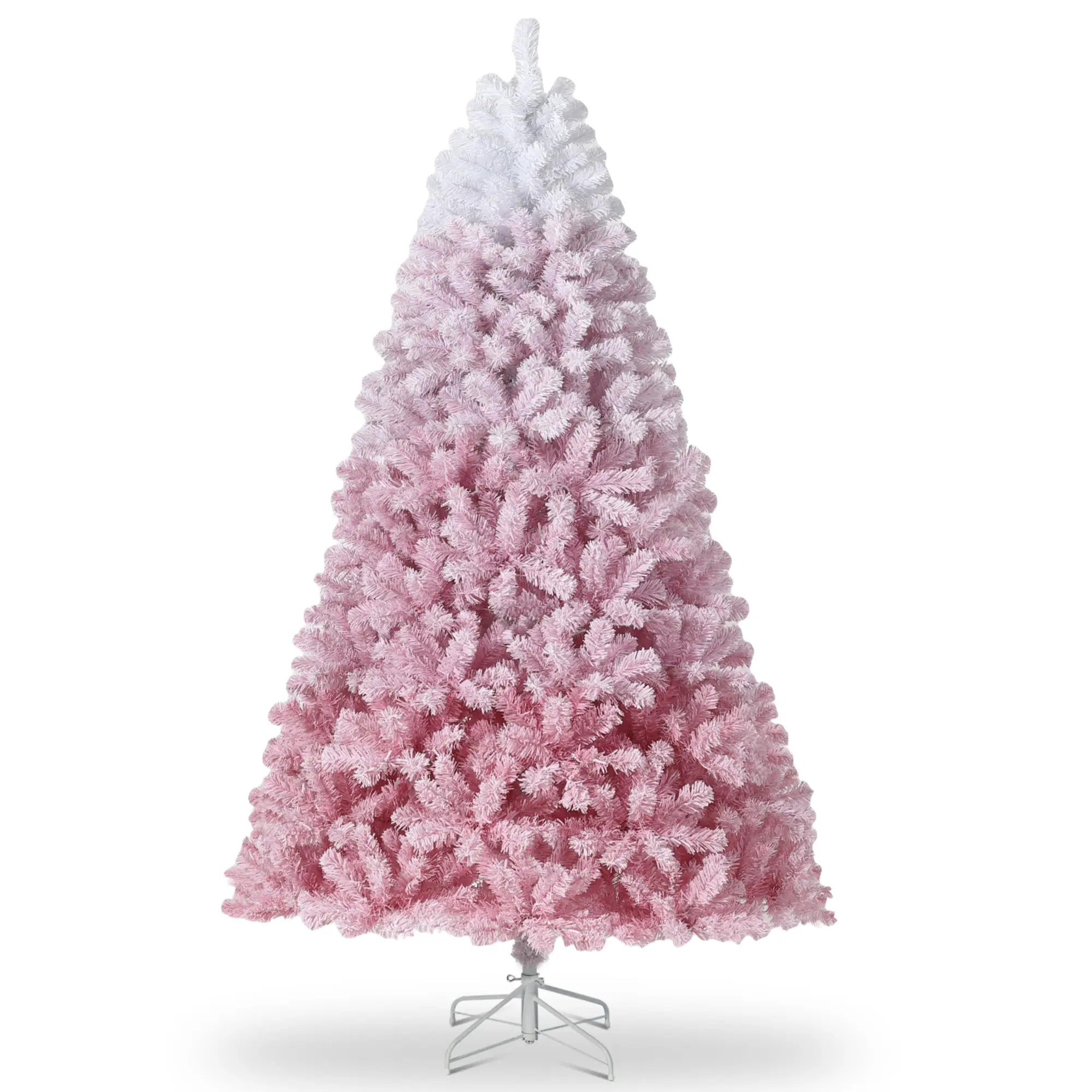 Gaomon 9 ft Tall Reusable Lighted Pink Gradient Snow-Flocked Standing Artificial Christmas Tree, 800 LED Lights, 288 PVC Branch Tips, Sturdy Metal Stand, Plug-Powered, Plug In for a Sparkling Centerpiece for Home, Office