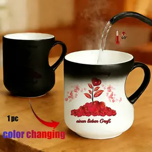 Magic Color Changing Coffee Mug, Heart Design Thermosensitive Ceramic Mug, 11 Oz/330 Ml, Mother's Day Gift for Mama, Friends, Lovers, Father