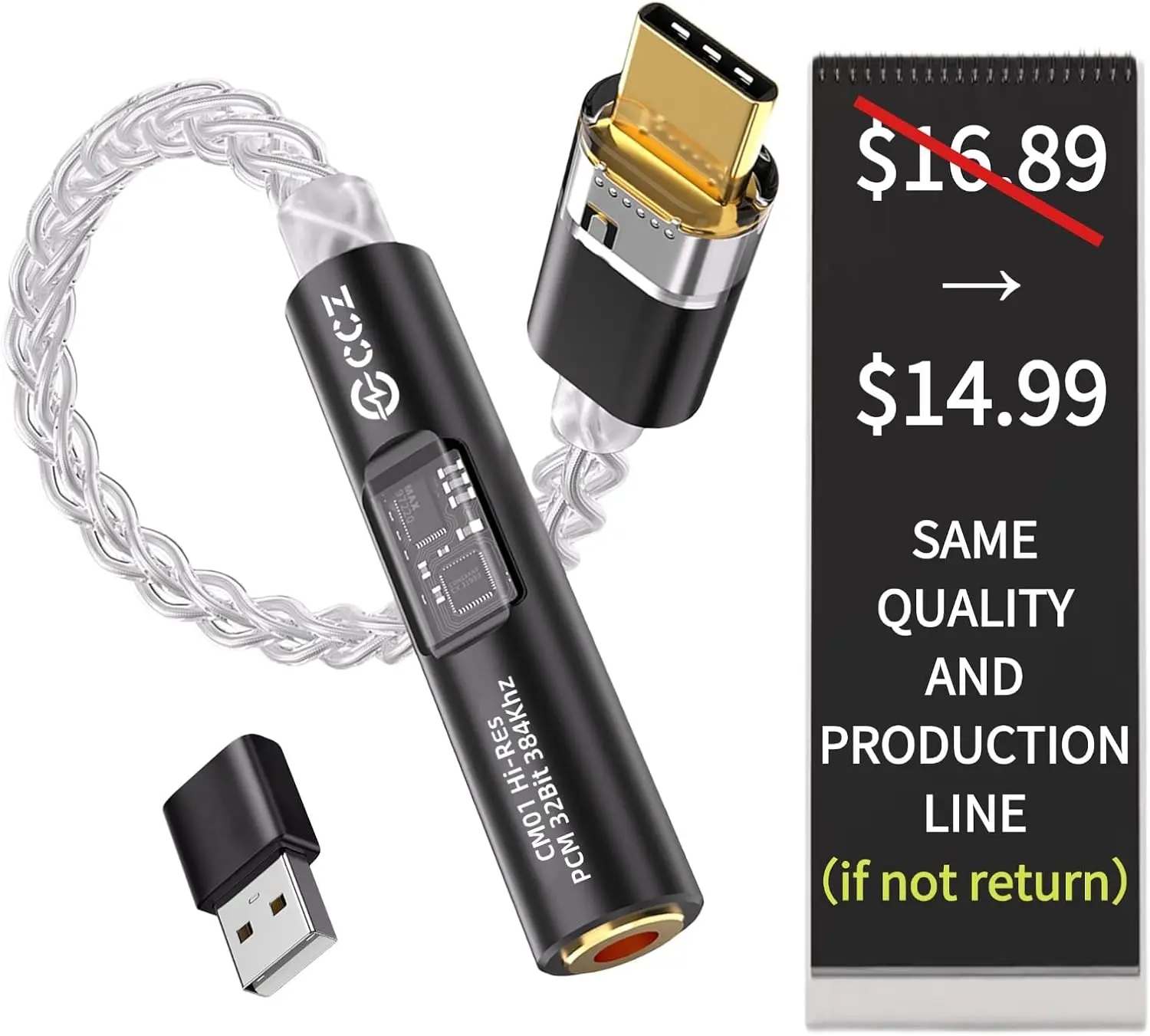 2026 Latest USB C DAC Audio Adapter with Headphone Amplifier, USB C to 3.5mm Audio Adapter for Wired Headphones, Hi-Res Type C DAC Compatible with iPhone 15, Android, Laptop & Tablet