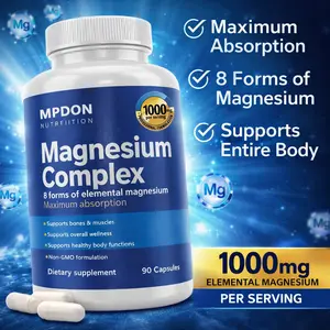 Magnesium Complex Capsules 1000mg  8 Forms of Elemental Magnesium  Maximum Absorption  Supports Sleep, Muscle, Bone & Heart Health 90 Capsules