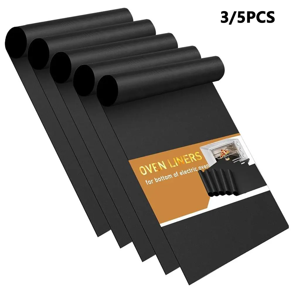 3pcs/5pcs Oven Liners for Bottom of Oven - Large Heavy Duty Mats, Non-Stick Reusable Liner for Electric, Gas, Toaster Ovens, Grills - Kitchen Accessory Baking Accessories to Keep Oven Clean Bakeware Kitchen Essentials Baking Supplies Home Baking Supplies