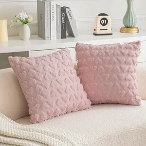 Set of 2 Heart Love Cute Purple Decorative Throw Pillow Covers 18x18 for Couch Sofa Home