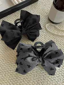 Elegant Fabric Print Bow Hair Clips, Sweet Butterfly Knot Hair Accessories, Multi-Use Shark Clip for Daily and Party Use