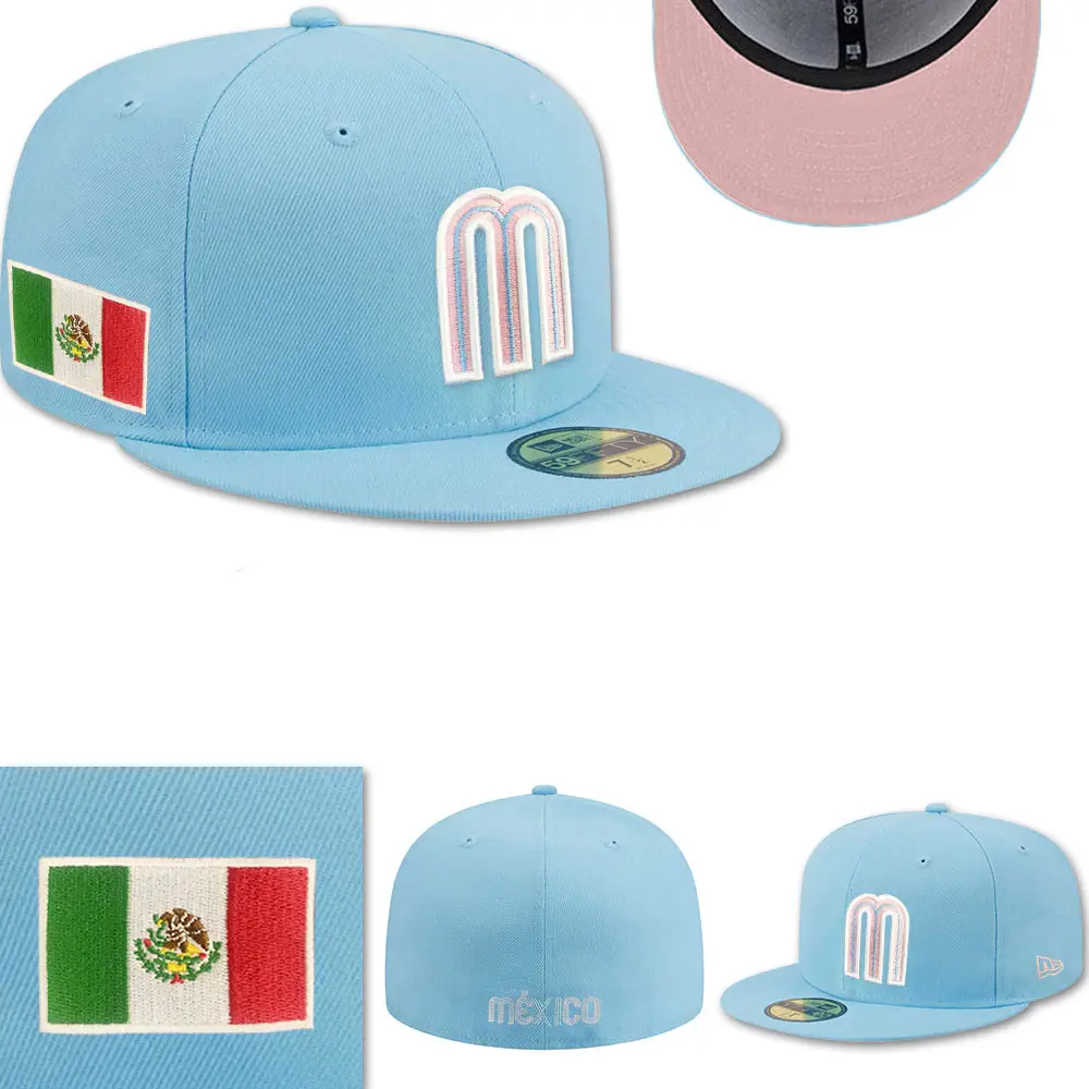 Classic Mexico Embroidered Cap Fully Closed Baseball Hat for Men Women