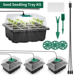 3 Pack Seed Starter Trays with Grow Light – Indoor Hydroponics System Portable Greenhouse Seed Growing Kit for Flowers