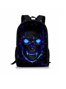 Skull pattern printed 17 inch height 44 cm single layer Led backpack