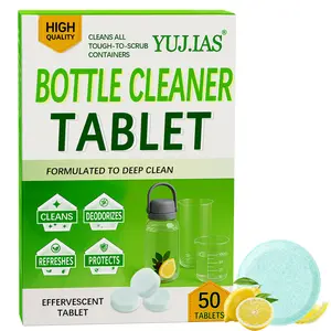 YUJIAS Water Bottle Cleaning Tablets 50-Pack Chlorine-Free Odorless Cleaner for Hydration Bladders Stainless Steel Tumblers Glass Bottles Removes Stubborn Stains Odors Individually Packed - Coffee Equipment