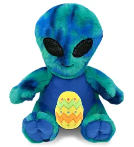 DOLLIBU 9-Inch Super Soft Polyester Blue Tie-Dye Alien Stuffed Toy with Yellow Easter Egg, Alien Theme Item, Ideal Personalized Gift for Toys & Hobbies Fans