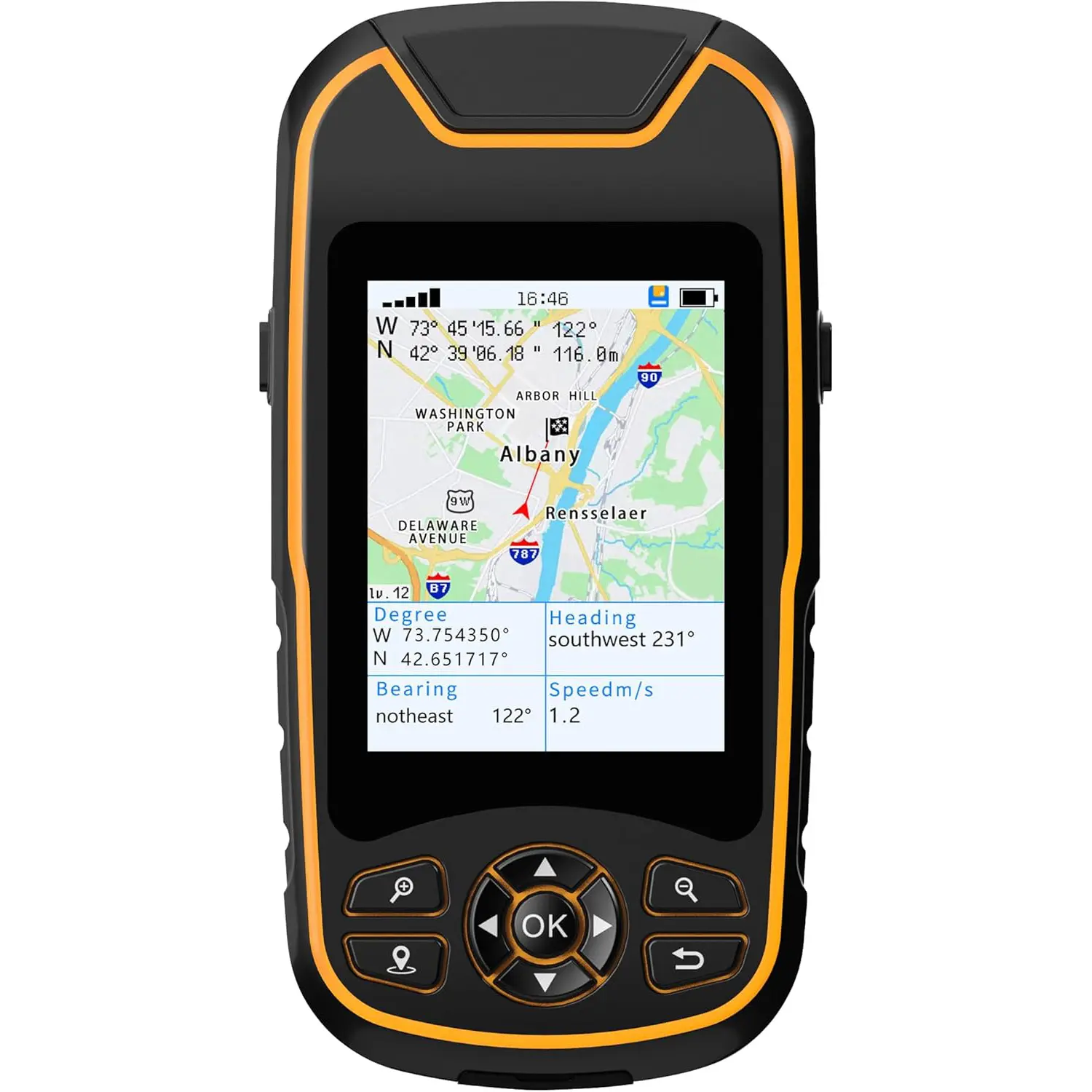 A8 Handheld GPS for Hiking, Rugged and Waterproof Handheld GPS Navigator, 3.2" Sunlight Readable Screen, Compact Satellite Handheld GPS with USA Base Map, Multi-GNSS Support, Extra Battery Life