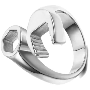 OIDEA Mechanic Wrench Anti-Rust Steel Ring, Stainless Steel Costume Jewelry Band for Men Bikers Craftsmen (Gold Finish), Anti-Rust Steel Rings