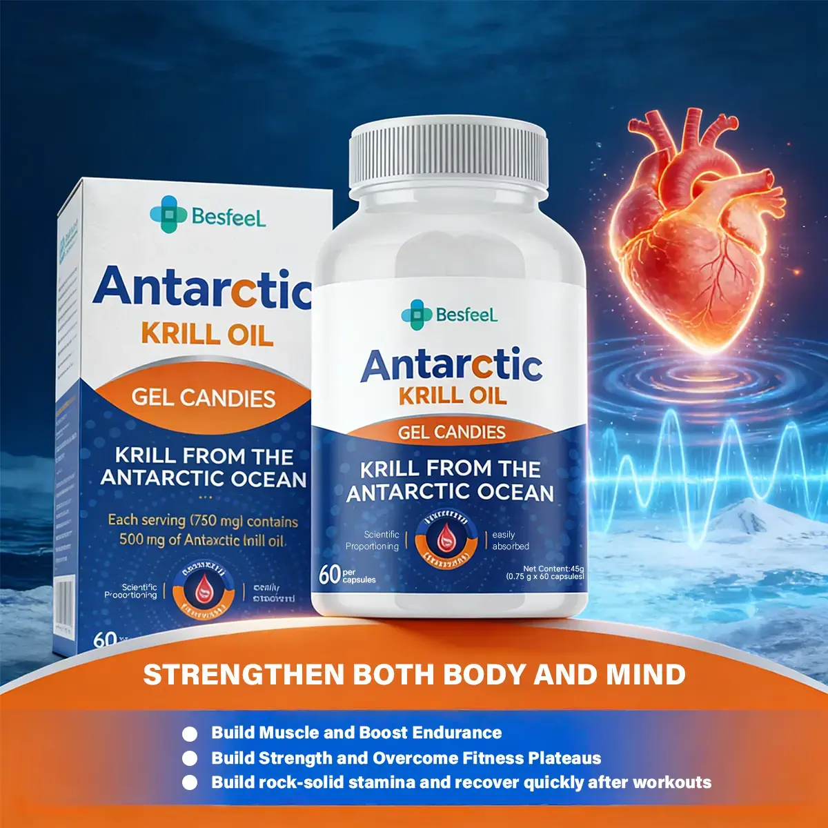 Doctor & Expert-Recommended Antarctic Krill Oil, Prop 65 Safe Supplement with Natural Ceramides to Replenish Post-Exercise Protein, Boost Stamina & Unleash Athletic Potential