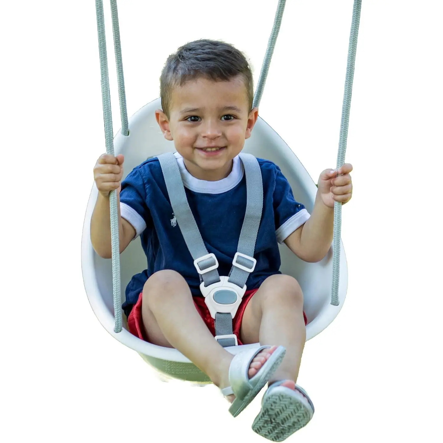 Coconut Toddler Baby Swing with 3-Point Safety Harness, Indoor & Outdoor Kids Swing, Adjustable Rope, Quick-Lock Safety Buckle