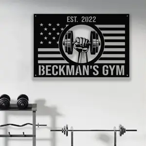 Gym Signs for Home Gym, Personalized Gym Sign Wall Art Decor, Gym Exercise Art Workout Room Decor Fitness Sign, Gym Teacher Sign, Work From Home Fitness Sign, Gym Décor