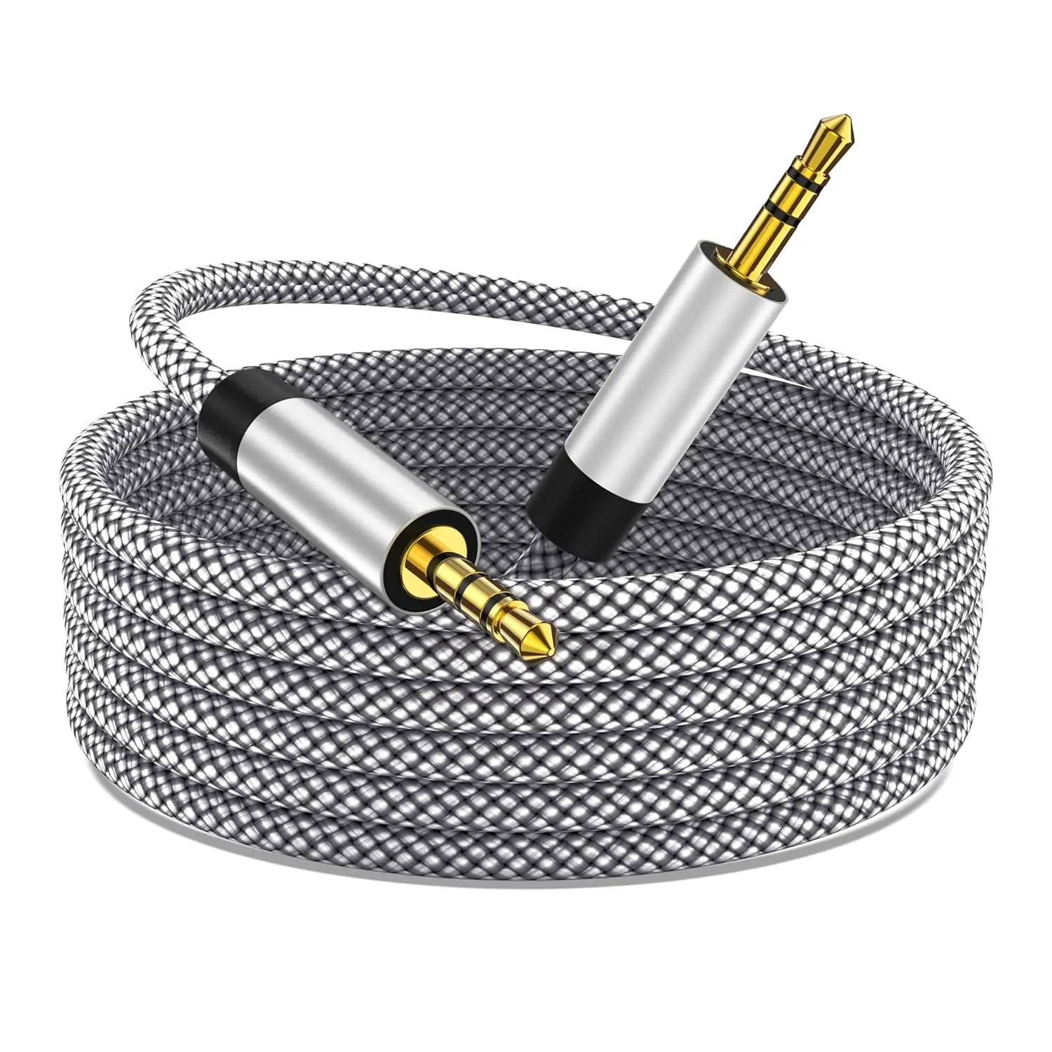 Wired 3.5mm Nylon Braided Aux Cable 3FT, Male to Male Audio Auxiliary Adapter Cord with 15000+ Bend Lifespan for Hi-Fi Stereo, Portable Speakers, Car + Friendly Customer Service