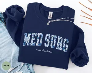 Med Surg Nurse T-SHIRT / Sweatshirt , Medical Surgical Nurse Crewneck, Nursing School Grad Gift, Blue Toile Med Surg Sweater, Clothes Unisex