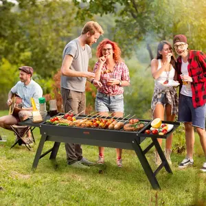 VEVOR 23" Portable Charcoal Grill – Heavy-Duty Foldable BBQ Smoker for Outdoor Cooking, Camping, Travel, Picnic & Patio – Compact Steel Barbecue Grill, Black
