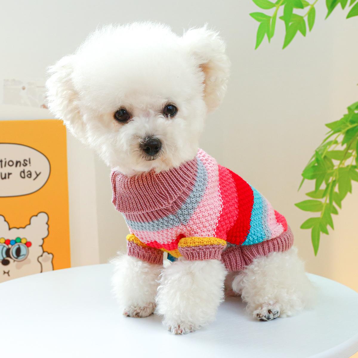 Pet Ring Comfortable Color Stripes Colorful Sweater