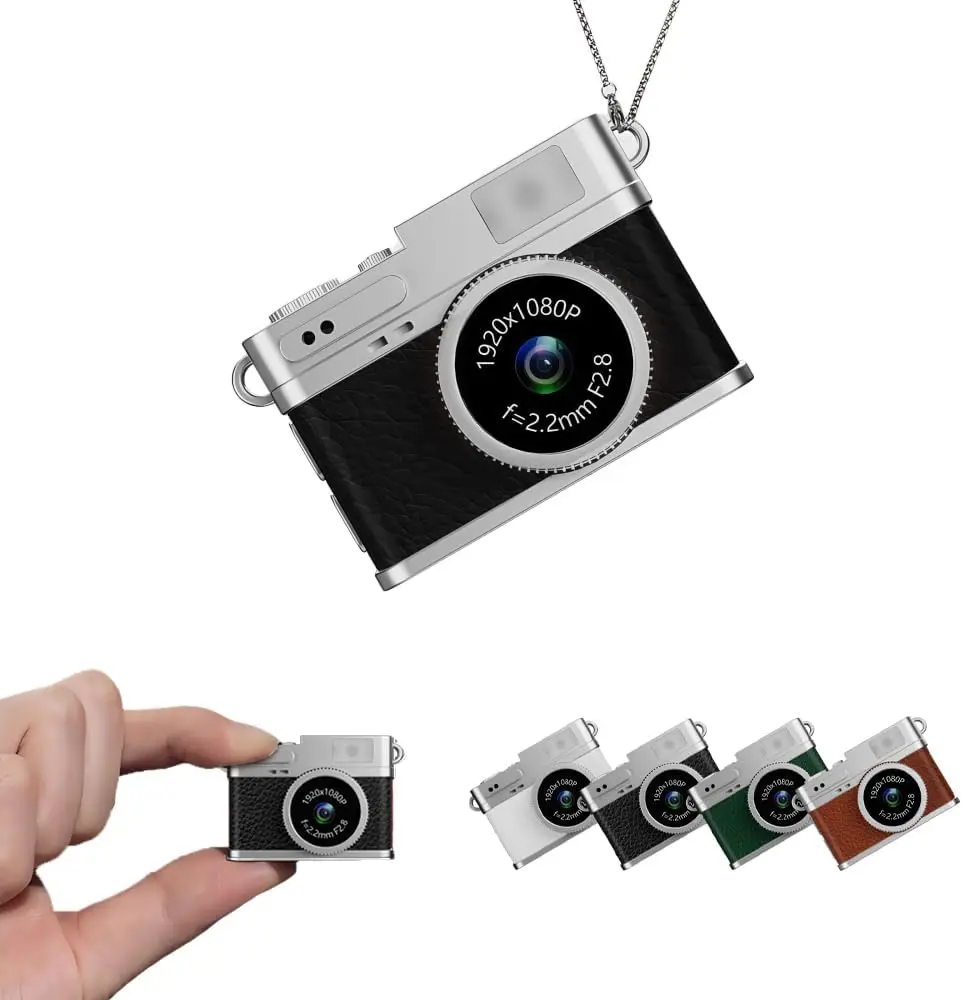 Mini Camera Retro Wearable Mini Camera No Memory Card Included, Retro Mini Camera - 1080P HD Video, 0.96" IPS Screen, LED Fill Light, 17.5g Ultra - Light for Vlogging, Travel, Tiny Pocket Size Photo Video Cameras - Small Compact Micro Camara Portable